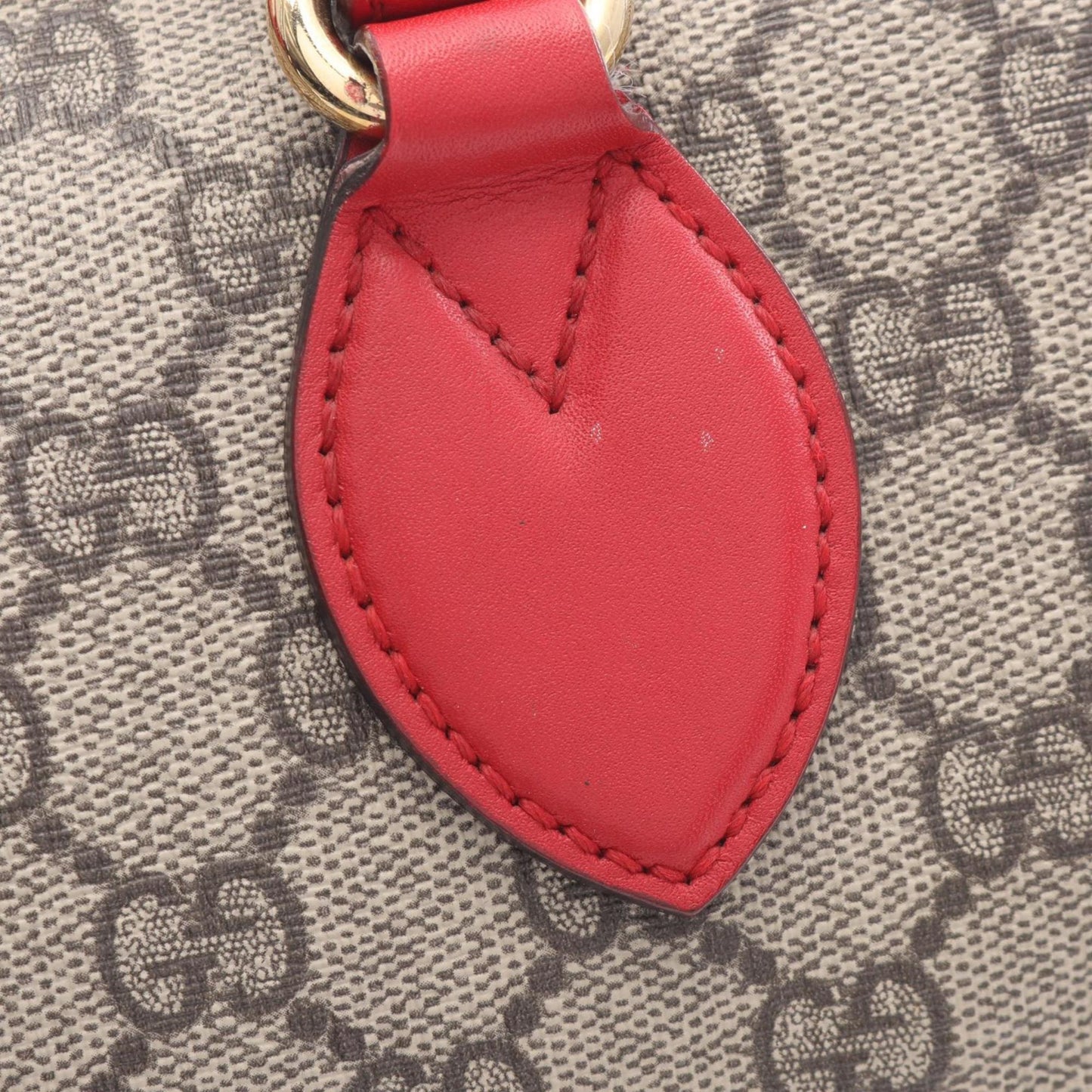 Gucci Beige Red Color Gg Supreme Leather Handbag ( )