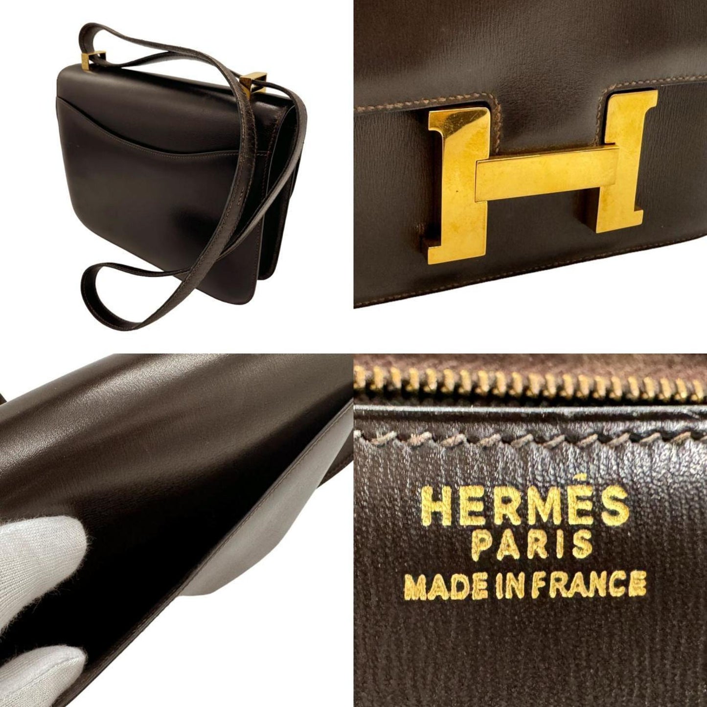 Hermes Dark Brown Leather Shoulder Bag ( )