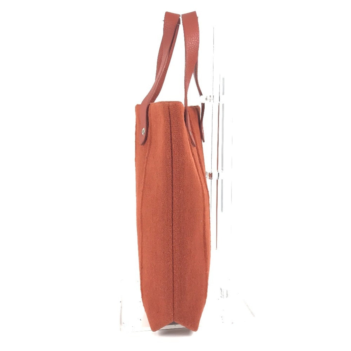 Hermes Orange Wool Leather Handbag Tote Bag ( )