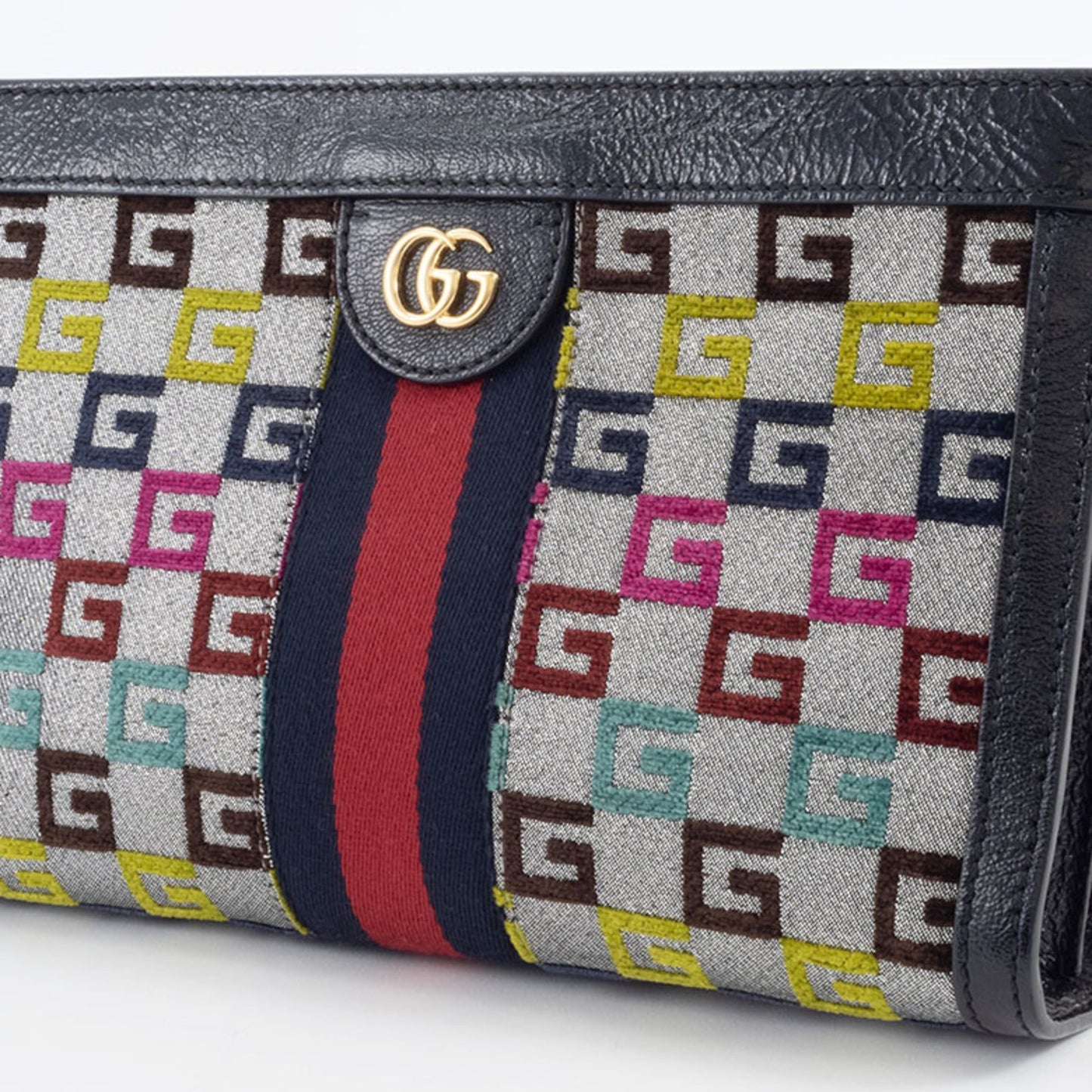Gucci Multi-Color Canvas Leather Shoulder Bag ( )