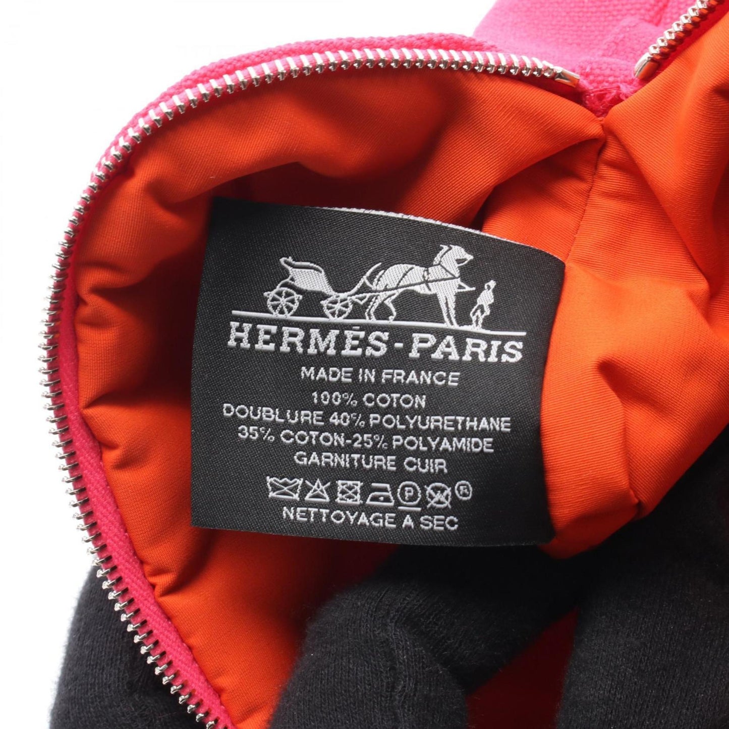 Hermes Brown Pink Canvas Leather Pouch ( )