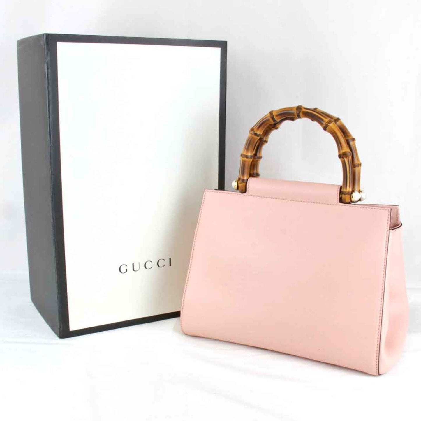 Gucci Bamboo Pink Leather Handbag ( )