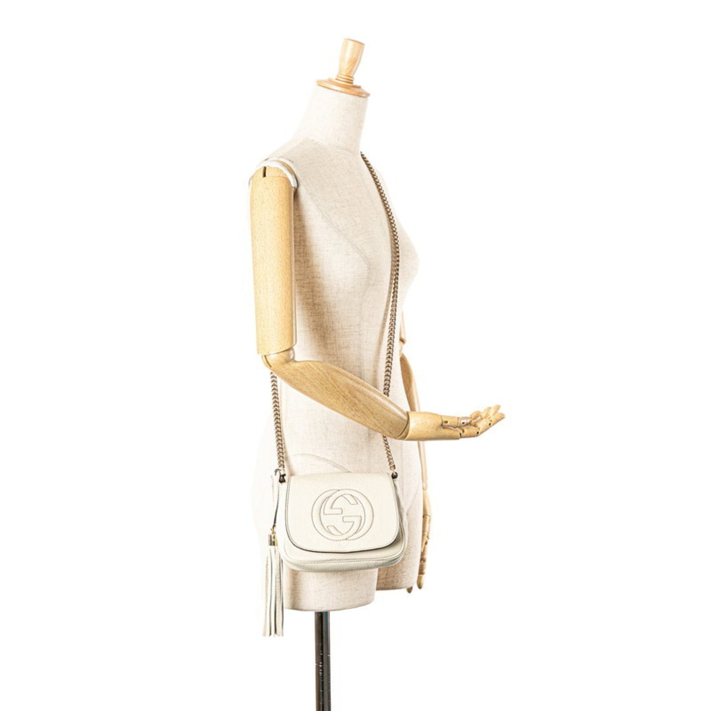 Gucci Soho Ivory White Leather Shoulder Bag ( )