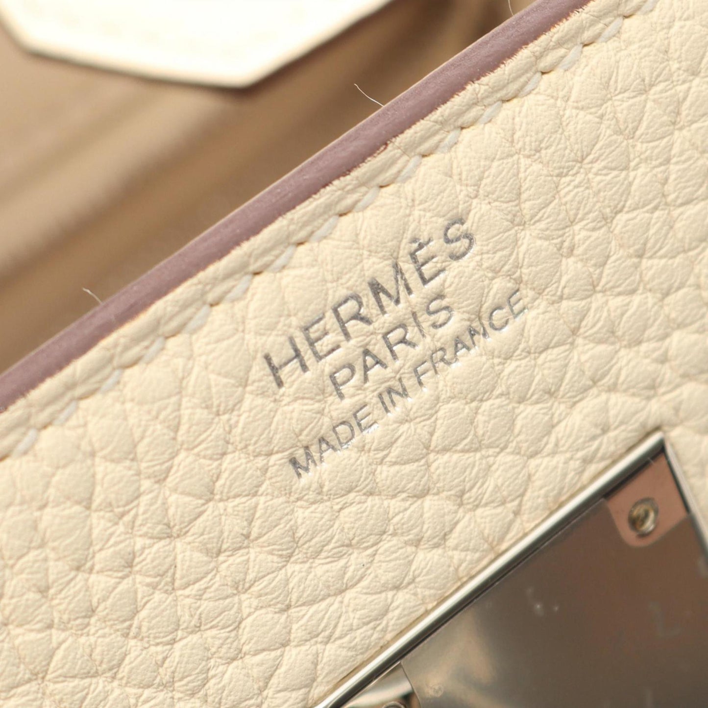 Hermes Ivory Taurillon Clemence Leather Handbag ( )