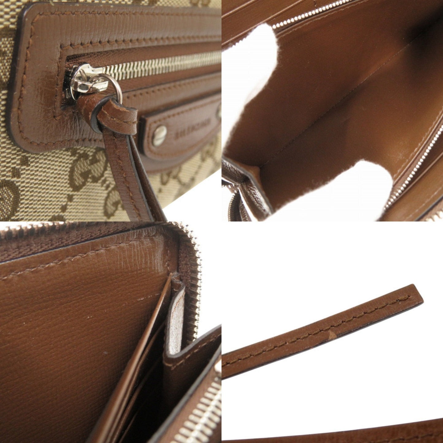 Gucci Beige Brown Gg Canvas Leather Long Wallet (Bi-Fold) ( )