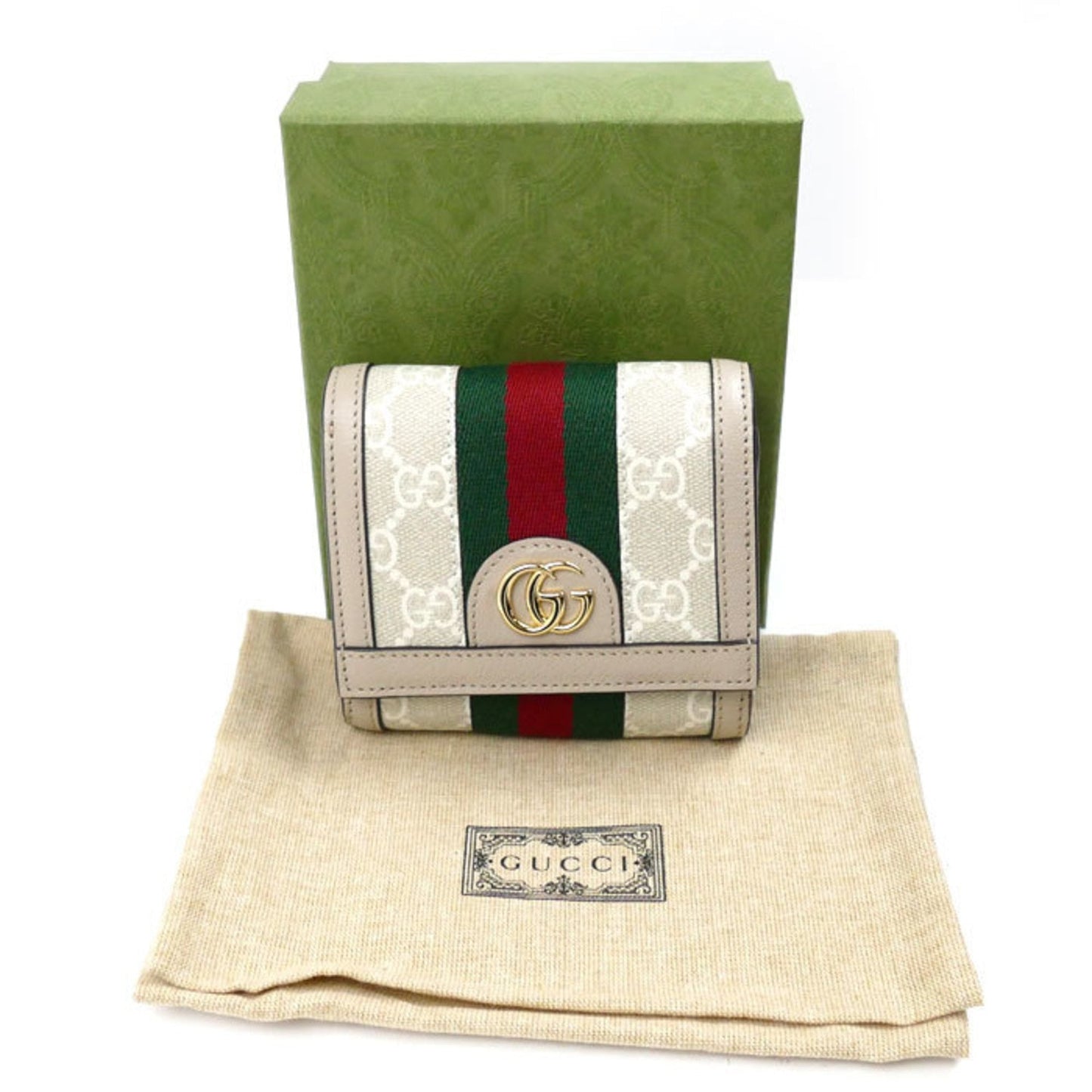 Gucci Beige White Gg Supreme Canvas Leather Wallet (Bi-Fold) ( )