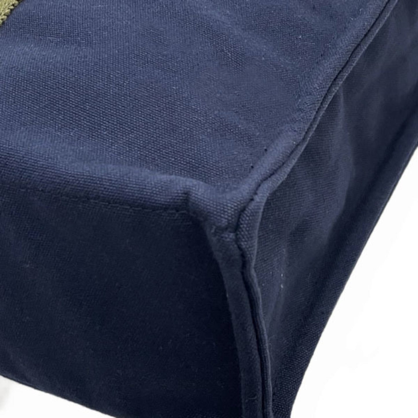 Hermes Fourre Tout Green Khaki Navy Canvas Handbag Tote Bag ( )