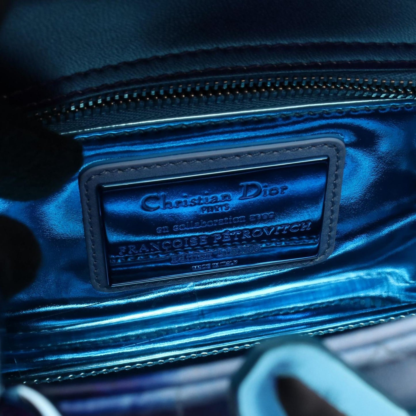 Christian Dior Blue Navy Purple Leather Handbag ()