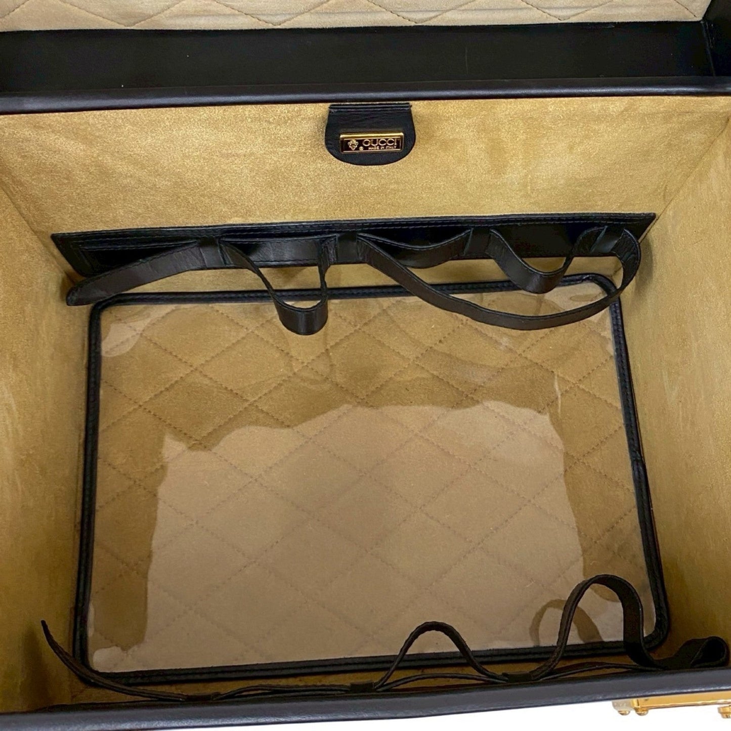 Gucci Black Leather Handbag Vanity Bag ( )