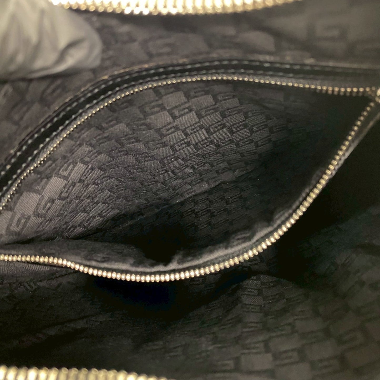 Gucci Black Leather Canvas Handbag Shoulder Bag ( )