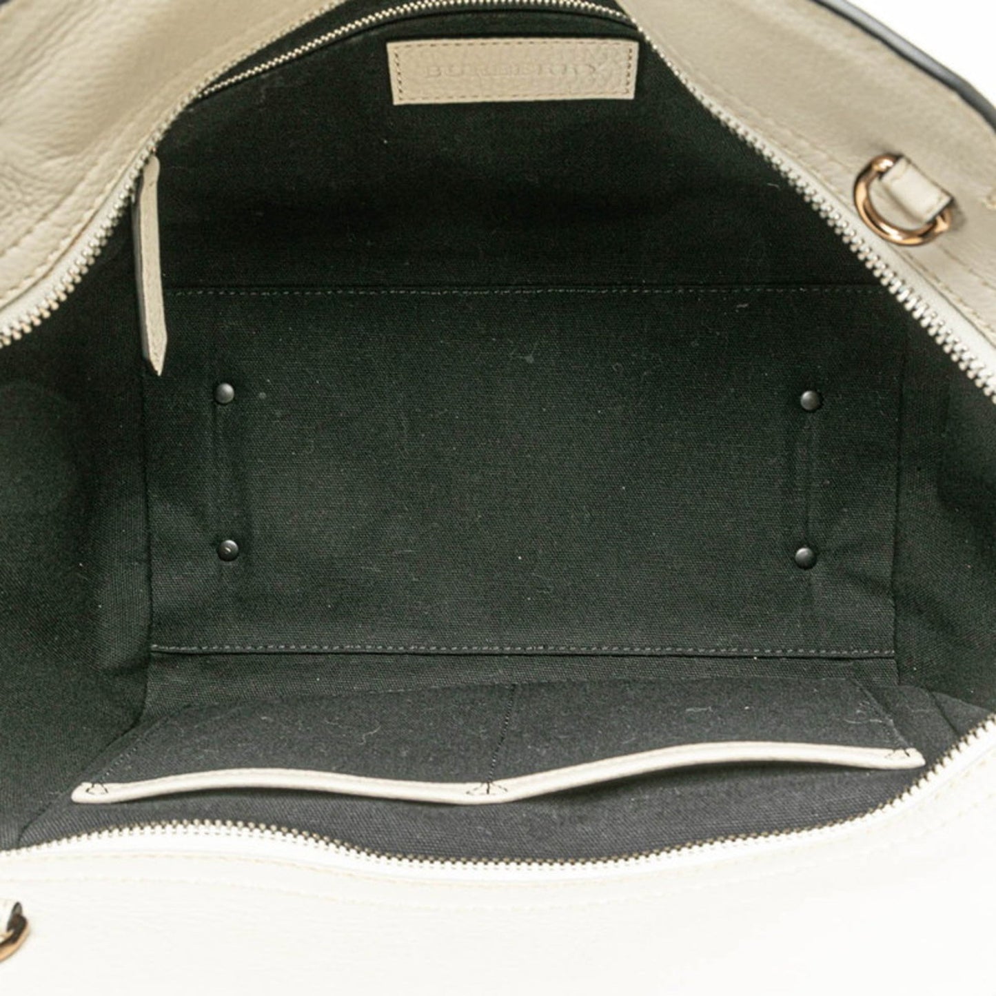 Burberry Black Red Color White Leather Canvas Handbag Tote Bag ( )