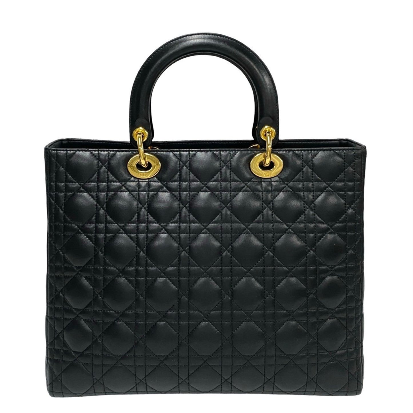 Christian Dior Black Leather Handbag Tote Bag ()
