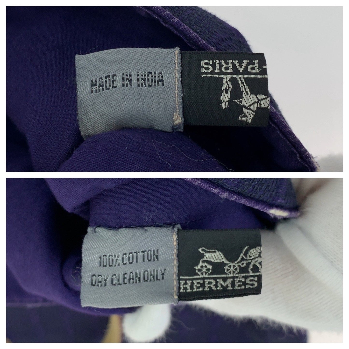 Hermes Purple Canvas Leather Handbag Tote Bag ( )