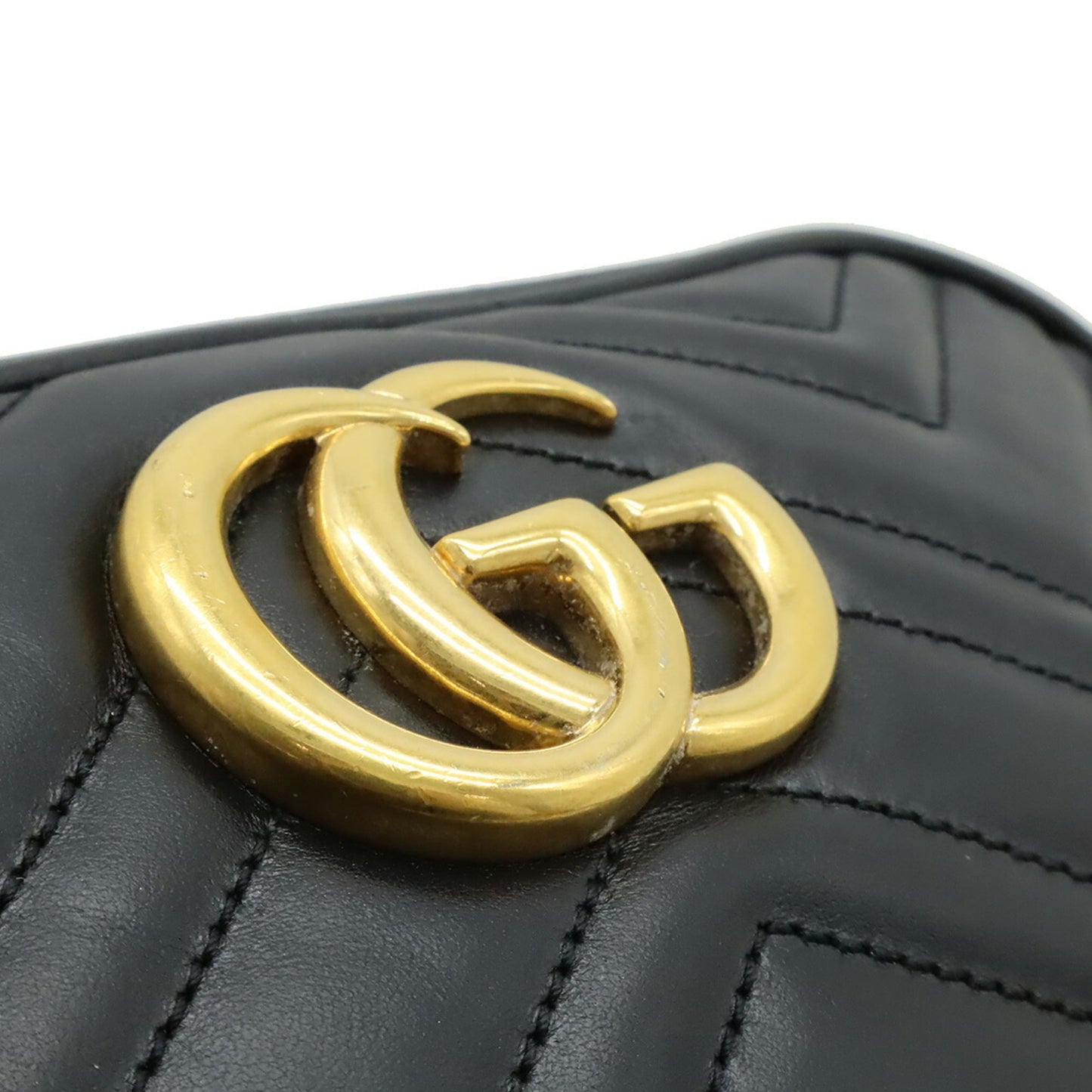 Gucci Gg Marmont Black Leather Pochette Shoulder Bag ( )