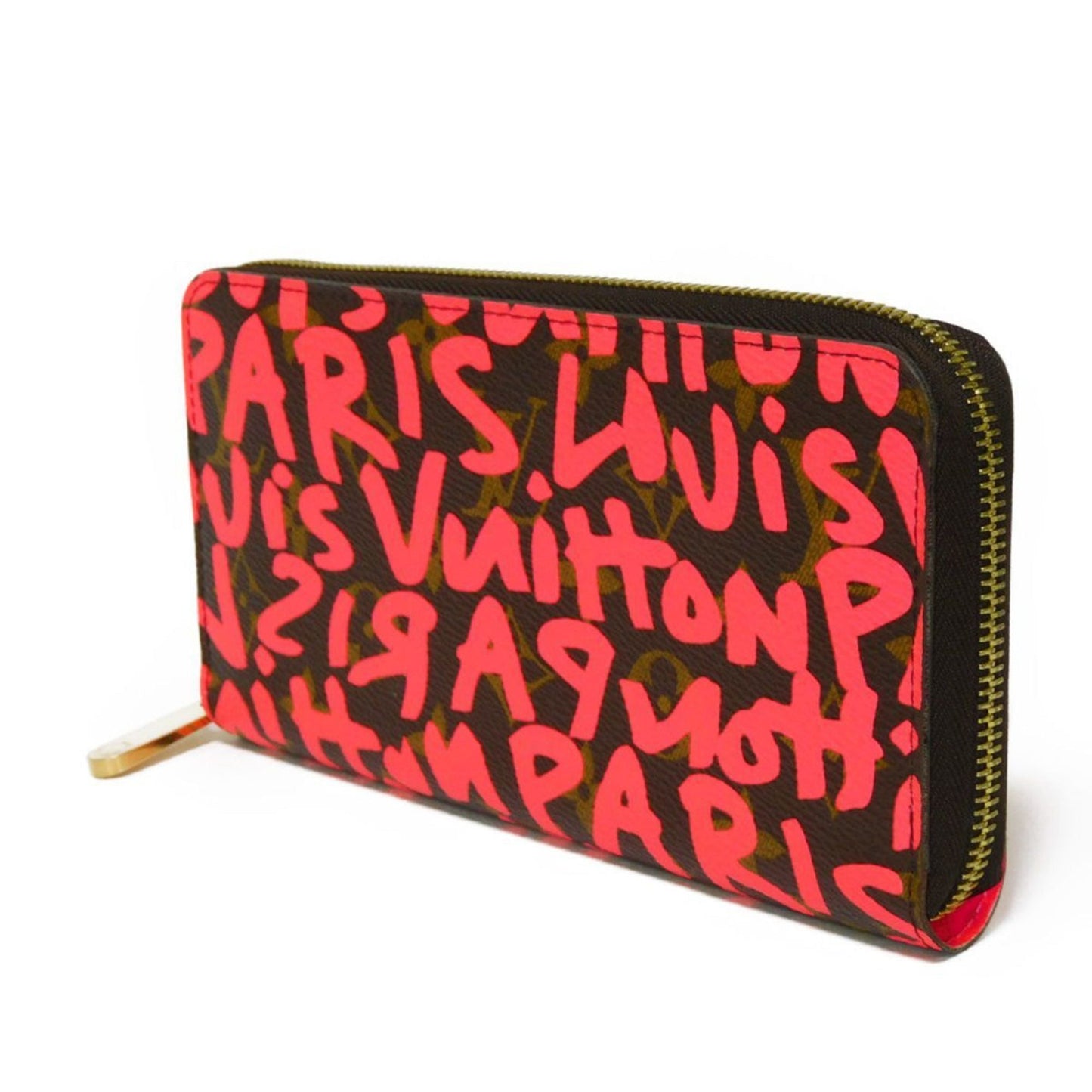 LOUIS VUITTON Long Wallet Zippy Maron Fluorescent Pink Old Model Round Zipper Monogram Graffiti Fuchsia M93710 Men's Women's