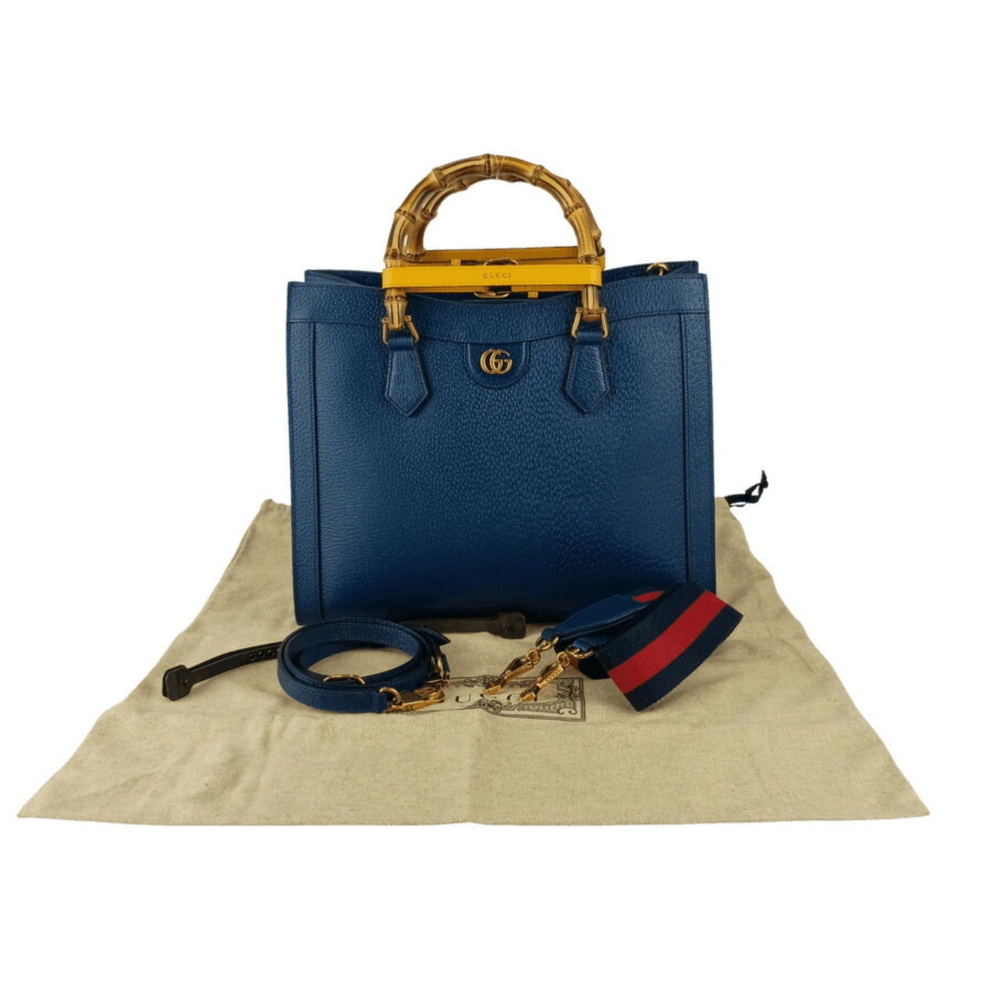 Gucci Royal Blue Leather Handbag Shoulder Bag Tote Bag ( )