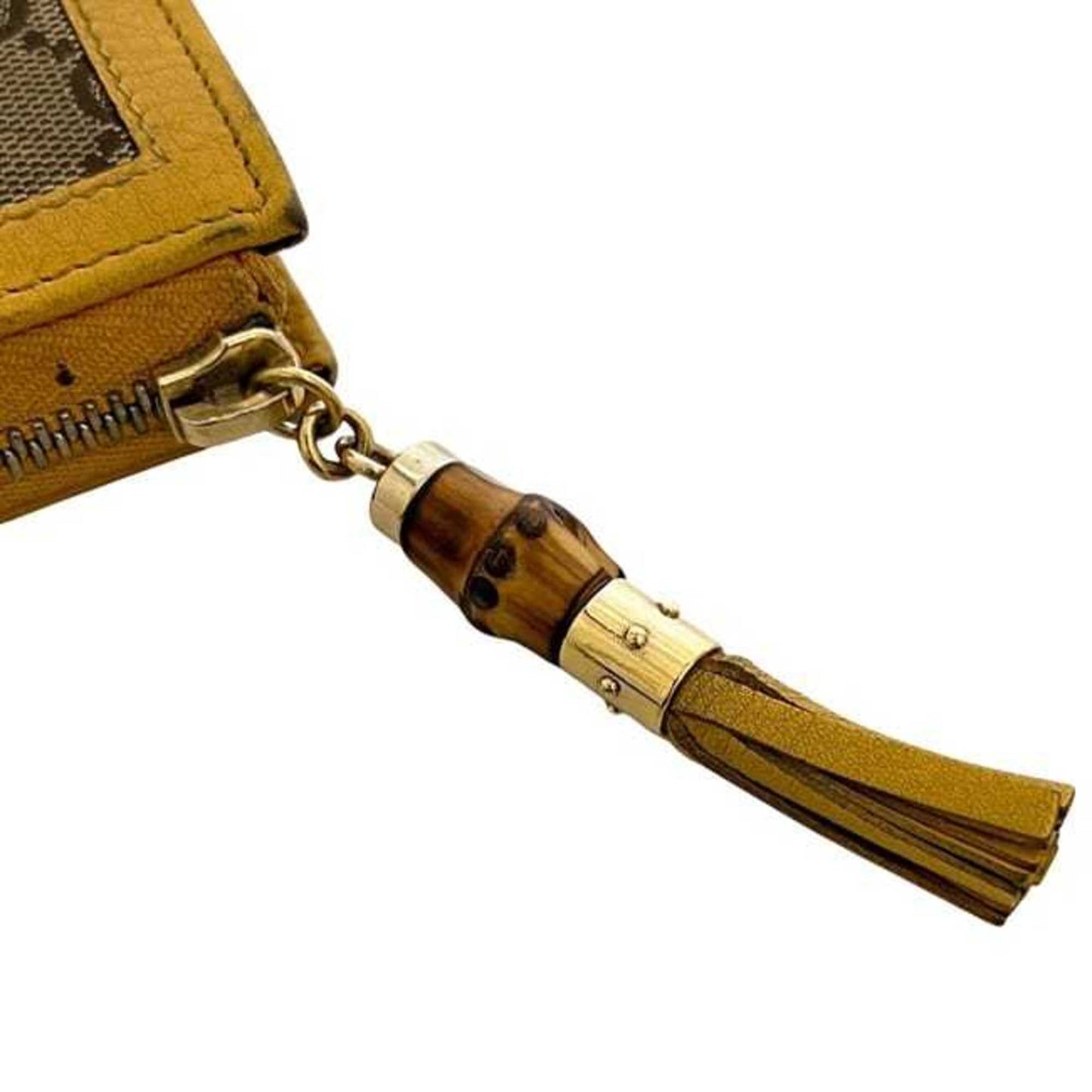 Gucci Bamboo Beige Yellow Gg Canvas Bamboo Long Wallet (Bi-Fold) ( )
