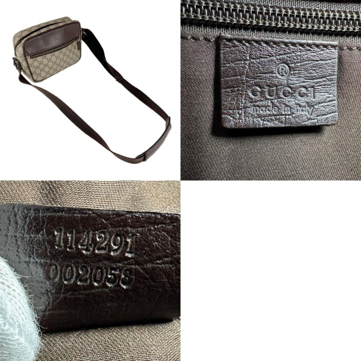 Gucci Brown Gg Supreme Leather Shoulder Bag ( )