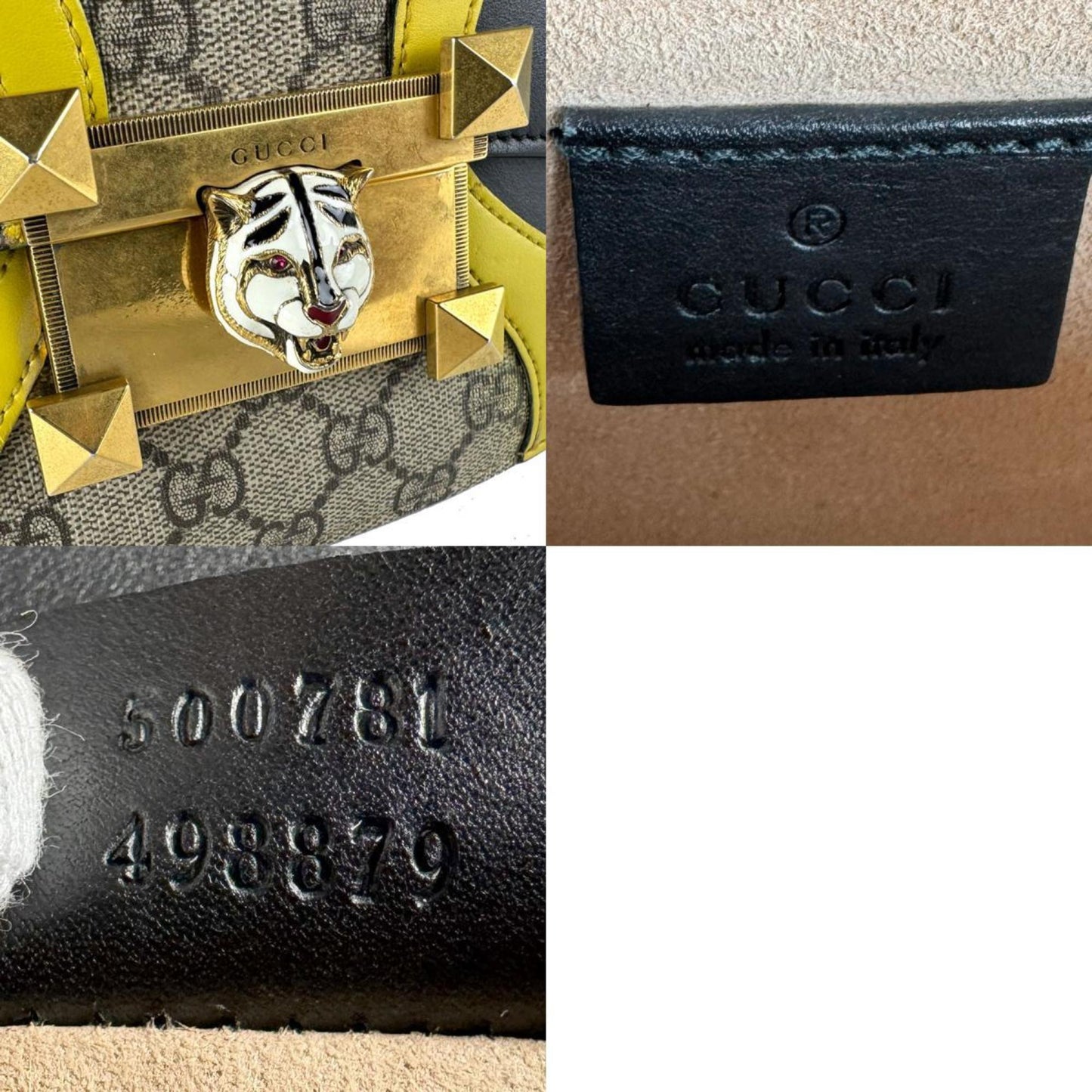 Gucci Black Brown Yellow Gg Supreme Leather Shoulder Bag ( )