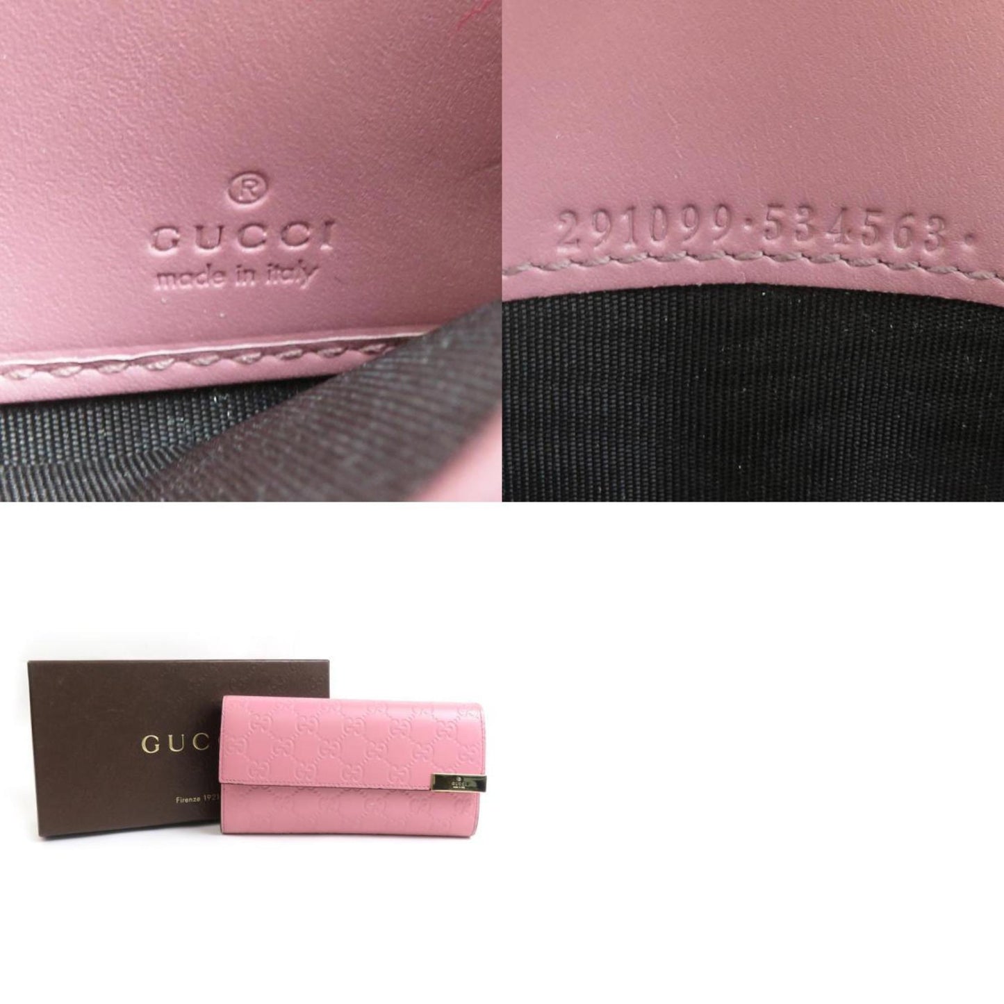 Gucci Pink Leather Long Wallet (Bi-Fold) ( )