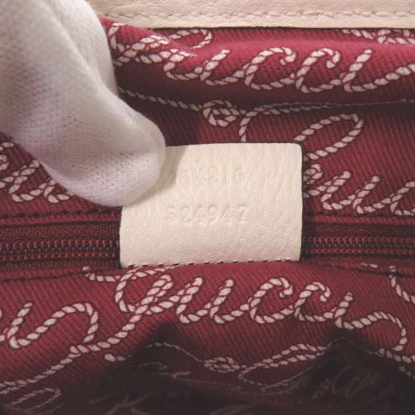 Gucci White Wine Canvas Tote Bag ( )