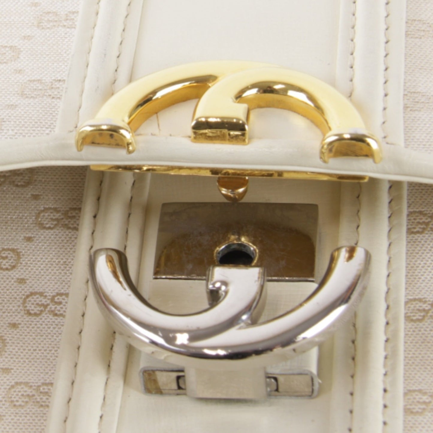 Gucci Microguccissima White Canvas Leather Shoulder Bag ( )