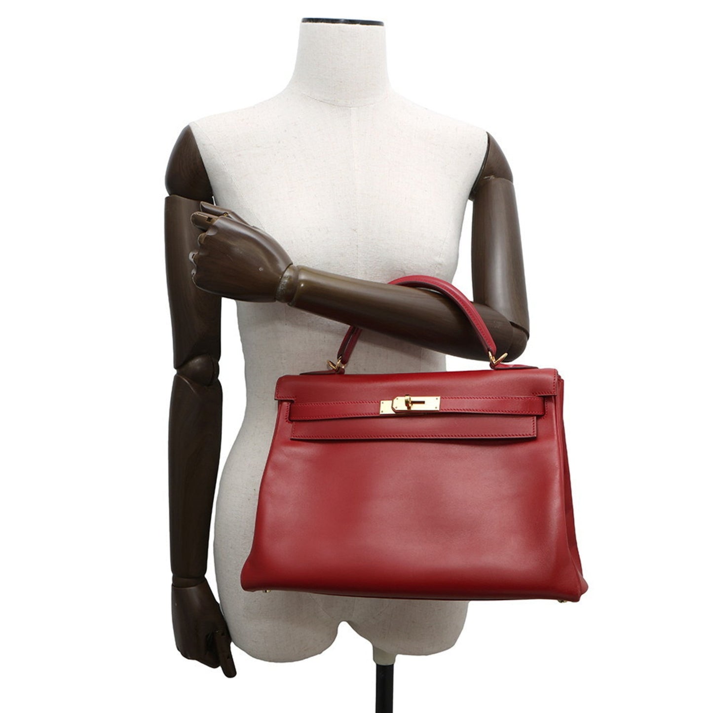 Hermes Kelly Rouge Vif Box Calf Leather Handbag ( )