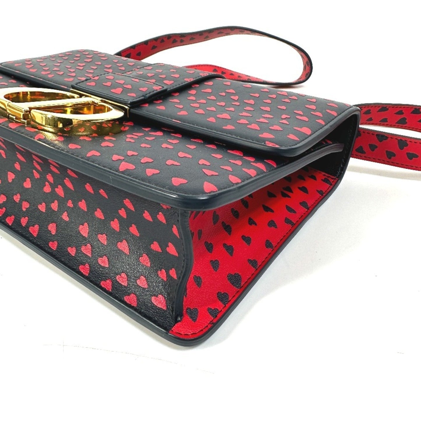 Christian Dior Black Red Color Leather Shoulder Bag ()