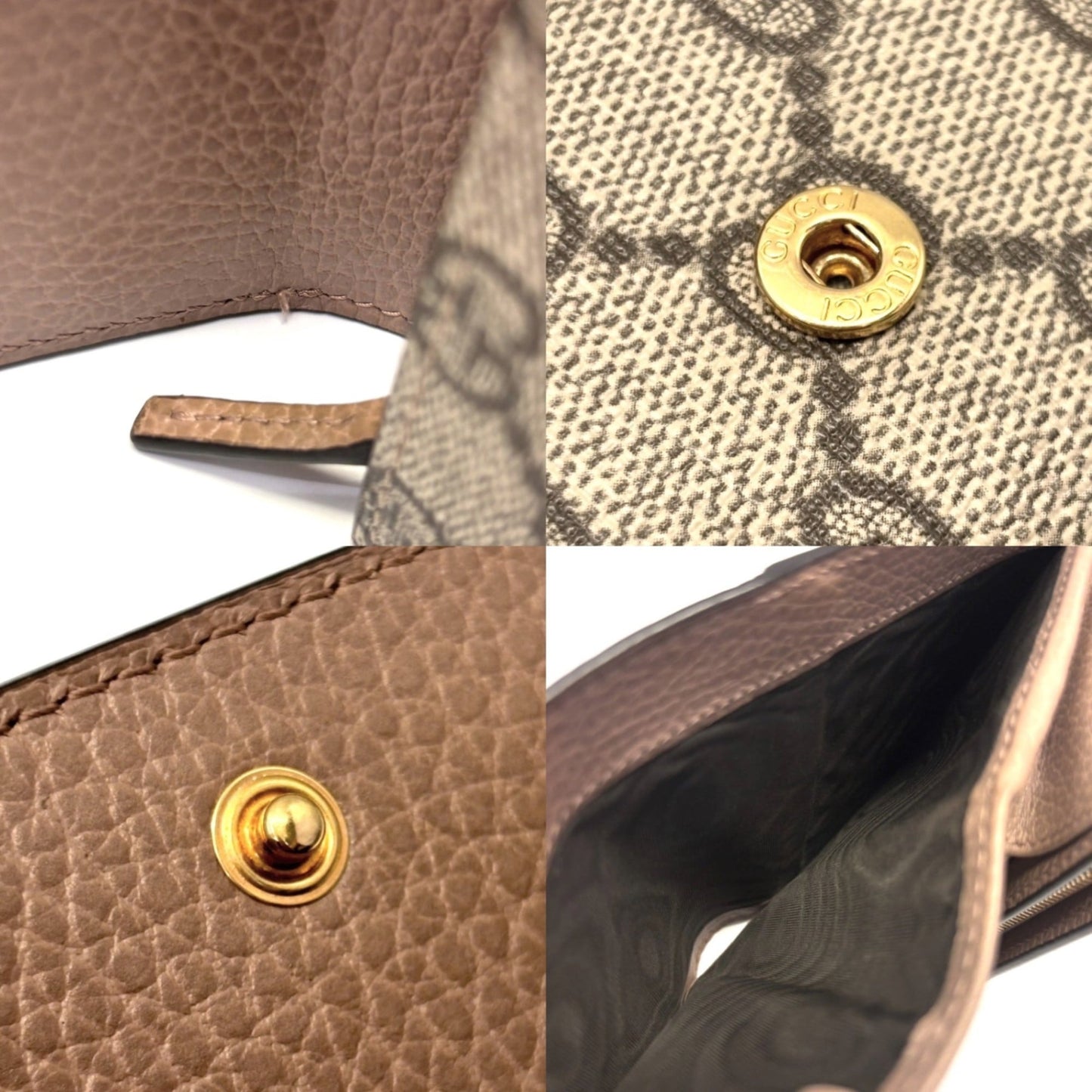 Gucci Pink Beige Gg Supreme Leather Wallet (Bi-Fold) ( )