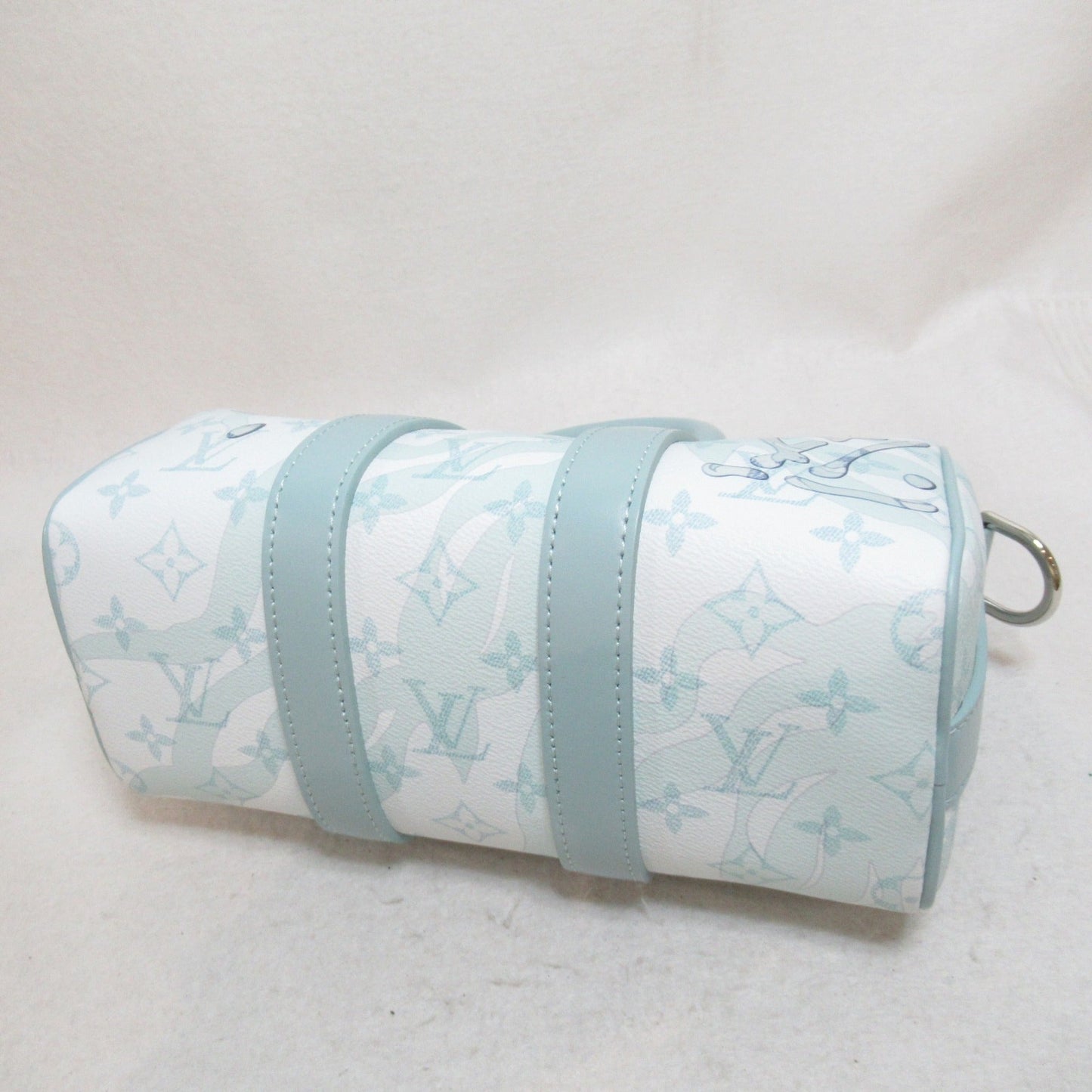 LOUIS VUITTON Aqua Garden Keepall Bandouliere Boston Bag Blue blue crystal Monogram Aqua Garden leather M22527