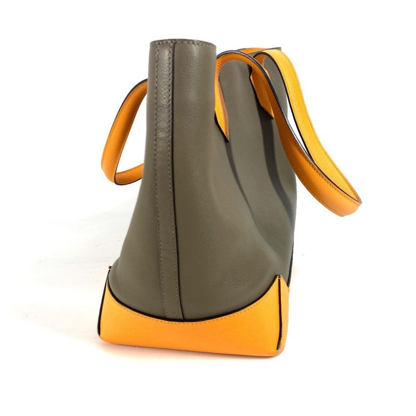 Hermes Grayish Yellow Epsom Leather Evercalf Leather Shoulder Bag Tote Bag ( )