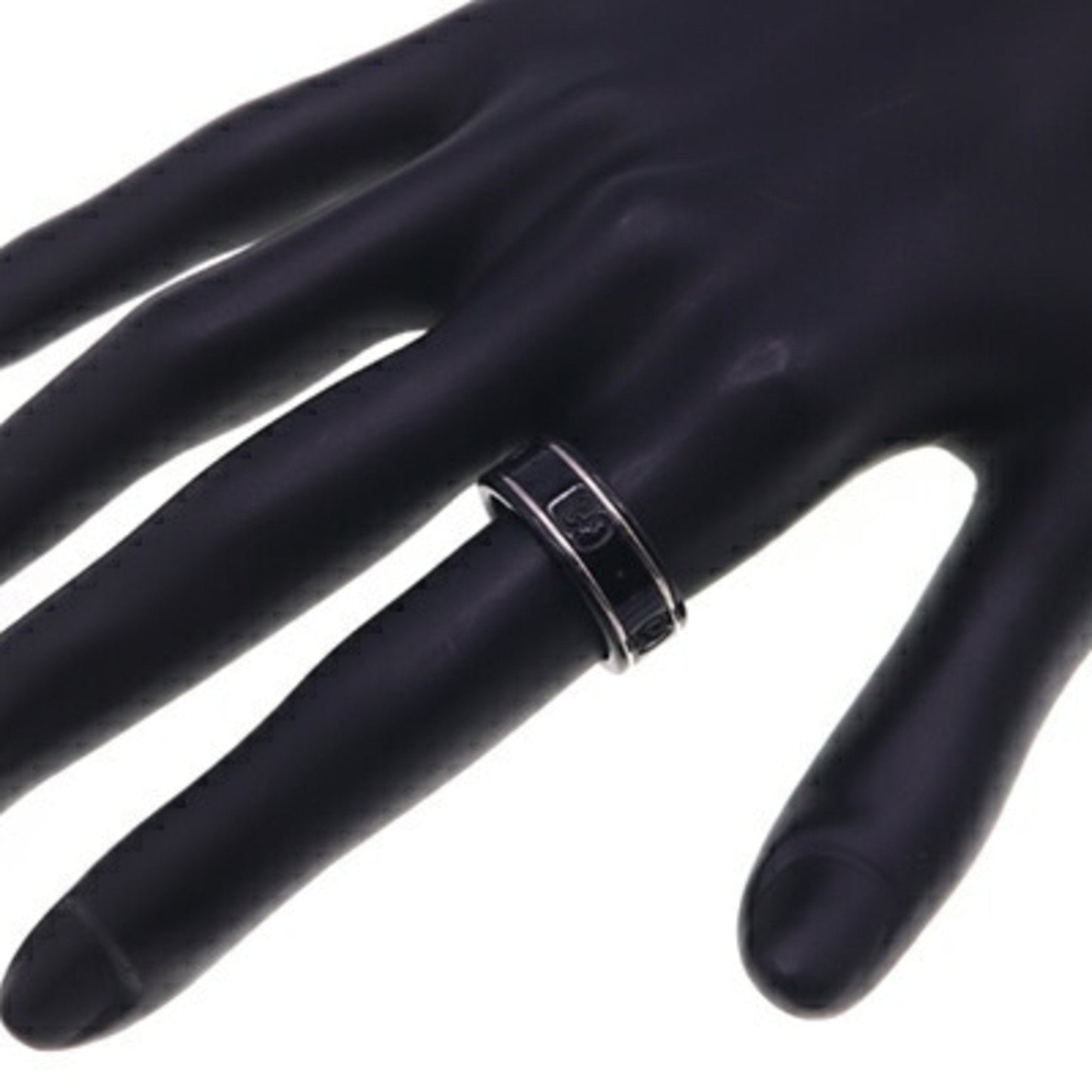 Gucci Silver Black White Gold (18K) Band Ring ( )