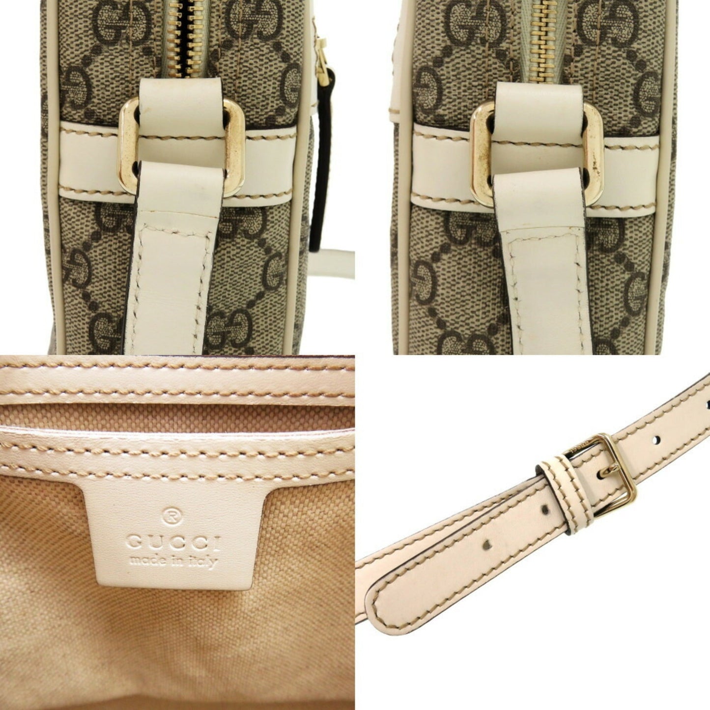 Gucci Brown Ivory Gg Supreme Pvc Shoulder Bag ( )