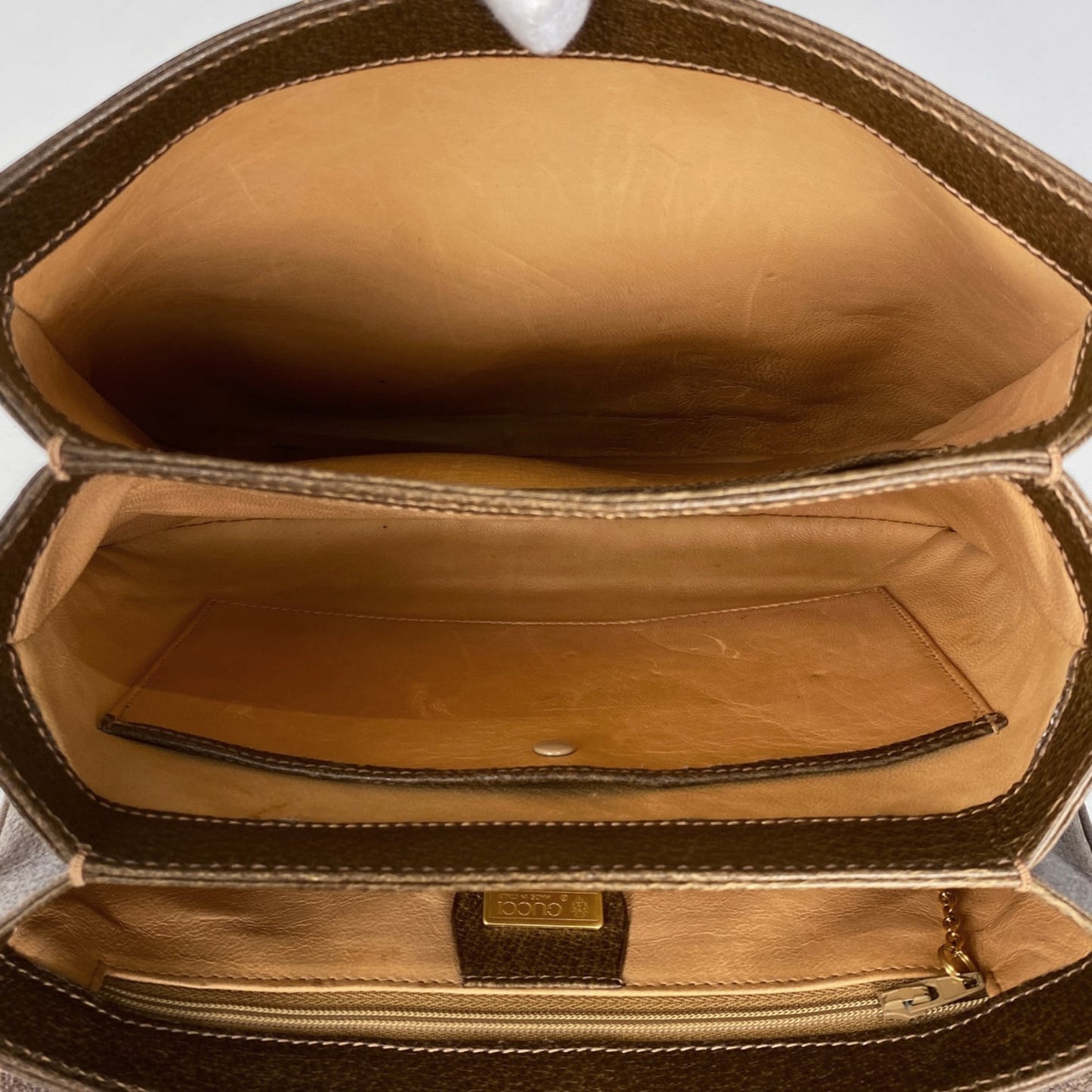 Gucci Brown Bamboo Leather Handbag Shoulder Bag ( )
