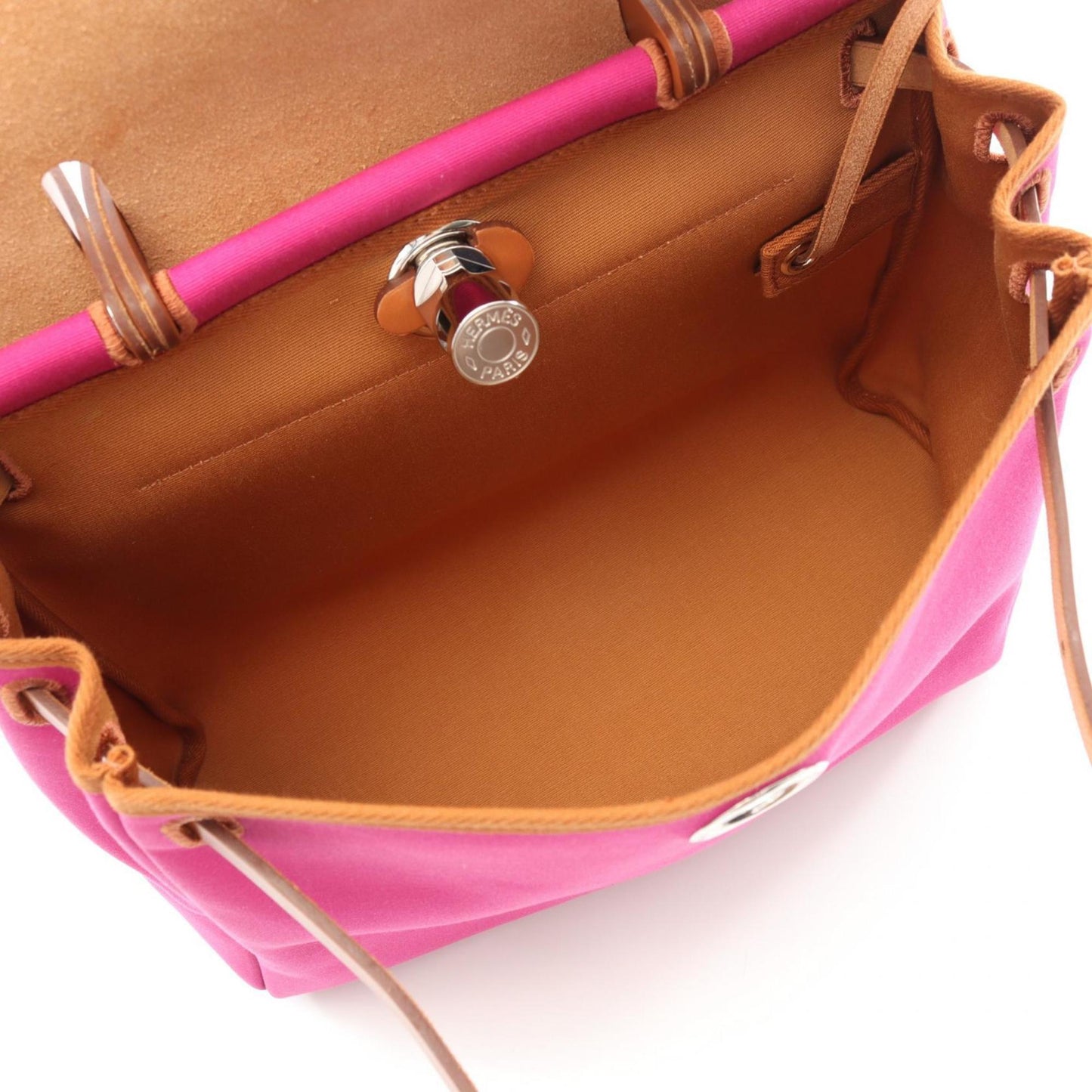 Hermes Brown Pink Toile H Handbag ( )