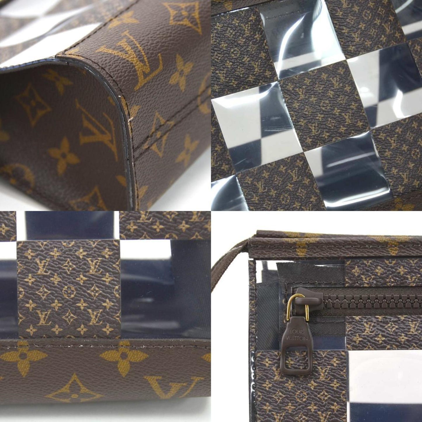 LOUIS VUITTON Clutch Bag Monogram Chess Stand Pouch PVC/Monogram Canvas Brown Men's M81588