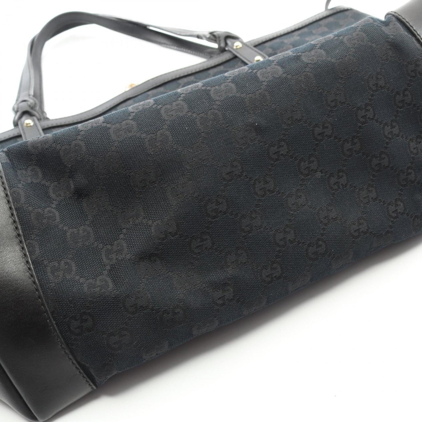 Gucci Black Canvas Leather Tote Bag ( )