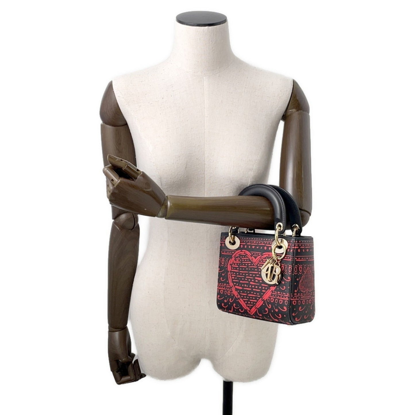 Christian Dior Black Red Color Leather Handbag ()