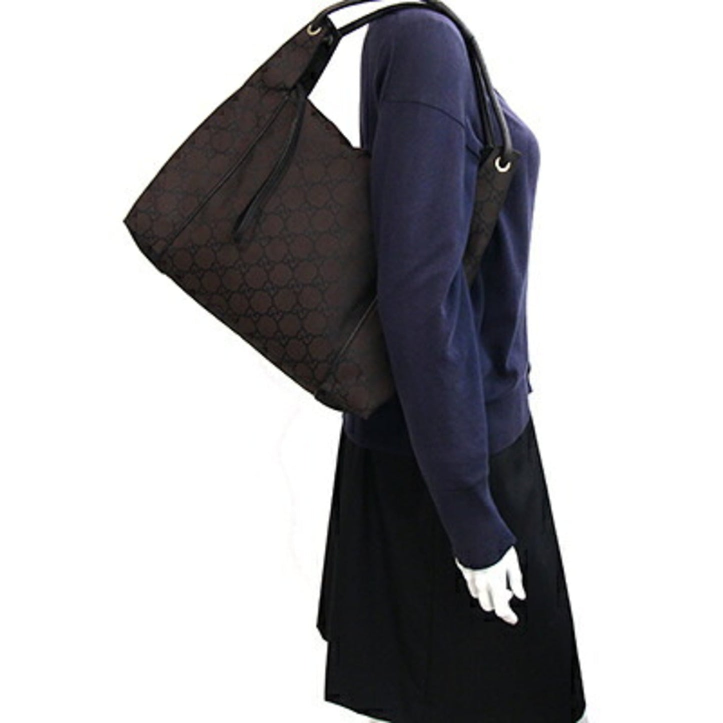 Gucci Dark Brown Nylon Leather Shoulder Bag ( )
