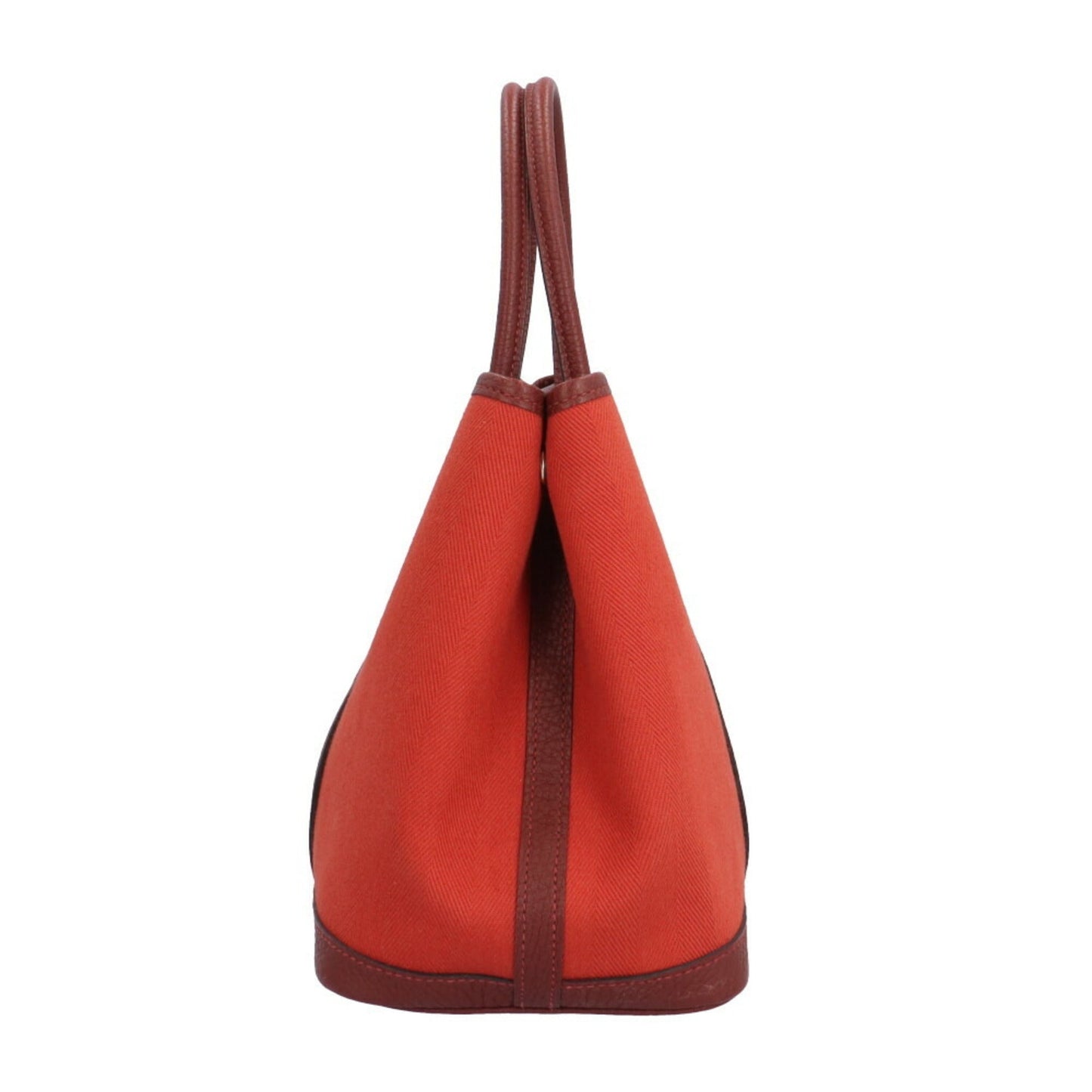 Hermes Red Color Toile Chevron Negonda Leather Handbag ( )