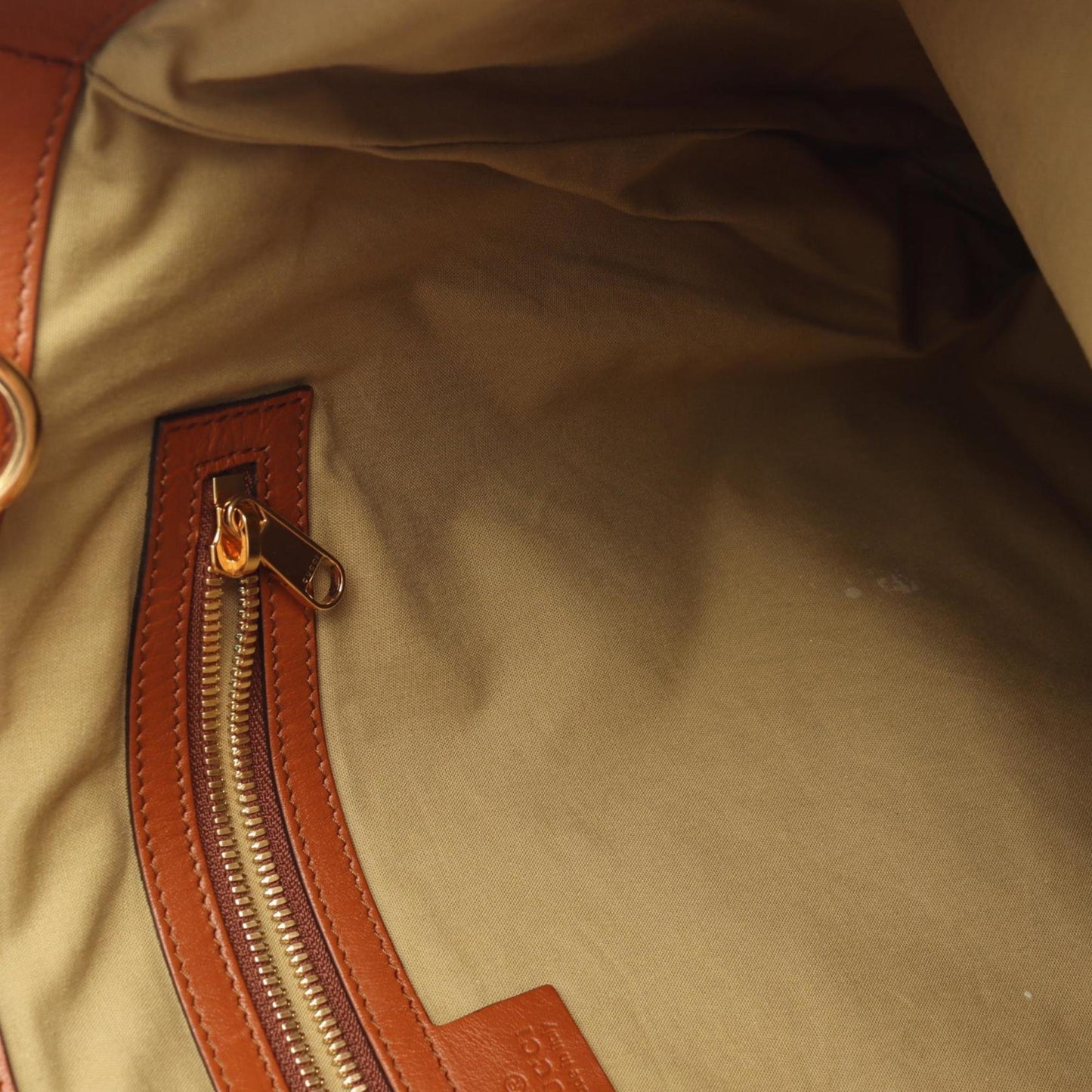 Gucci Beige Brown Canvas Leather Tote Bag ( )