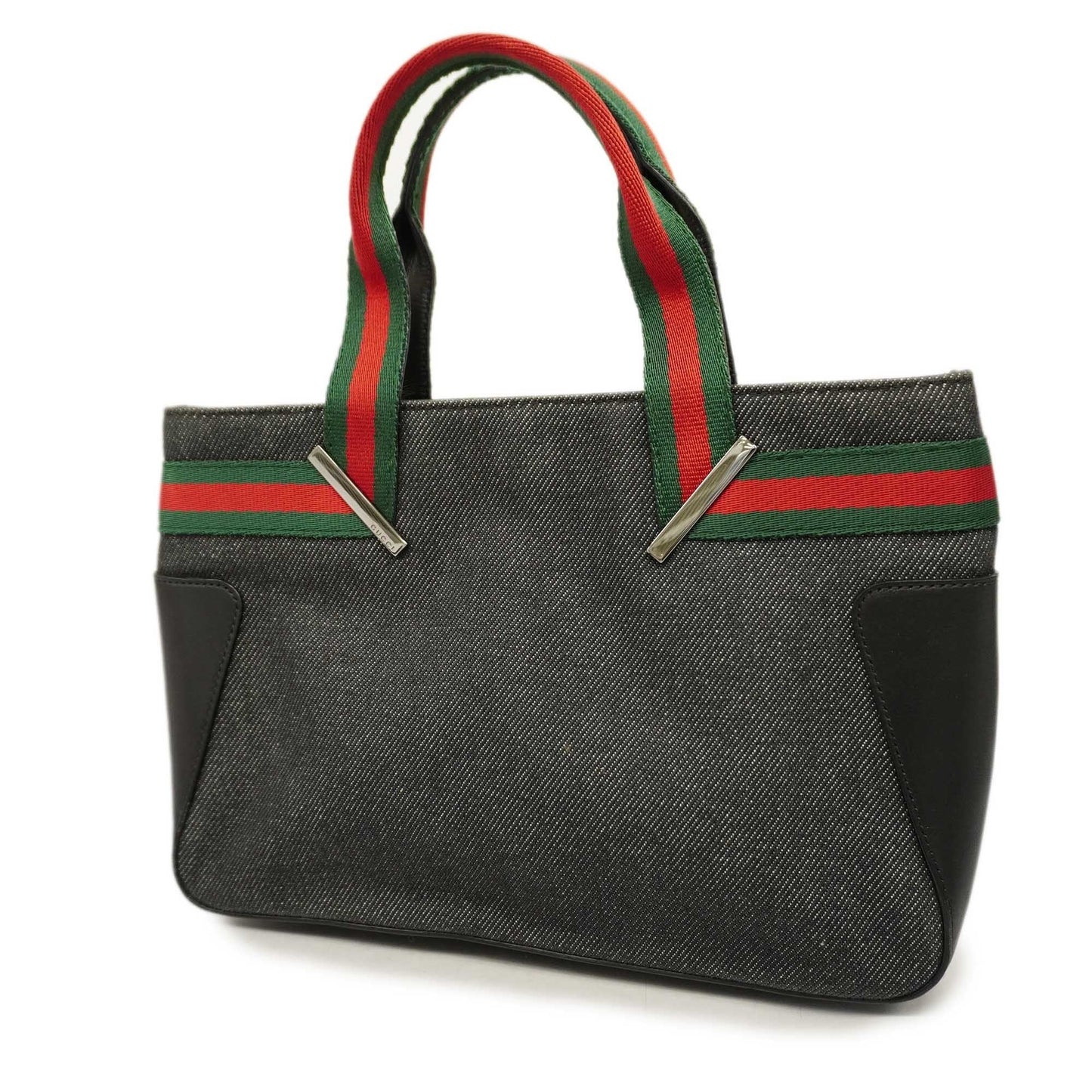 GUCCI Auth Sherry Line 73984 Women's Denim,Leather Handbag Black