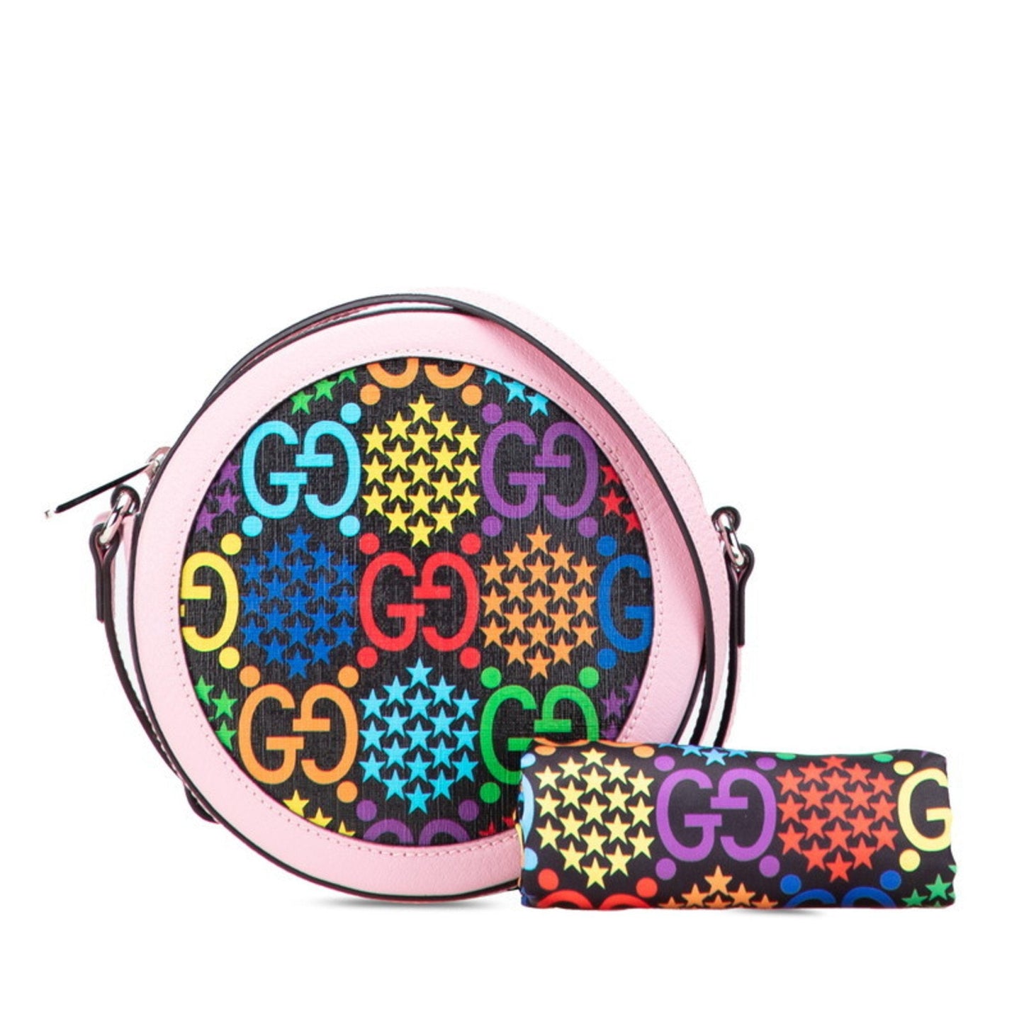 Gucci Black Multi-Color Pink Pvc Leather Shoulder Bag ( )