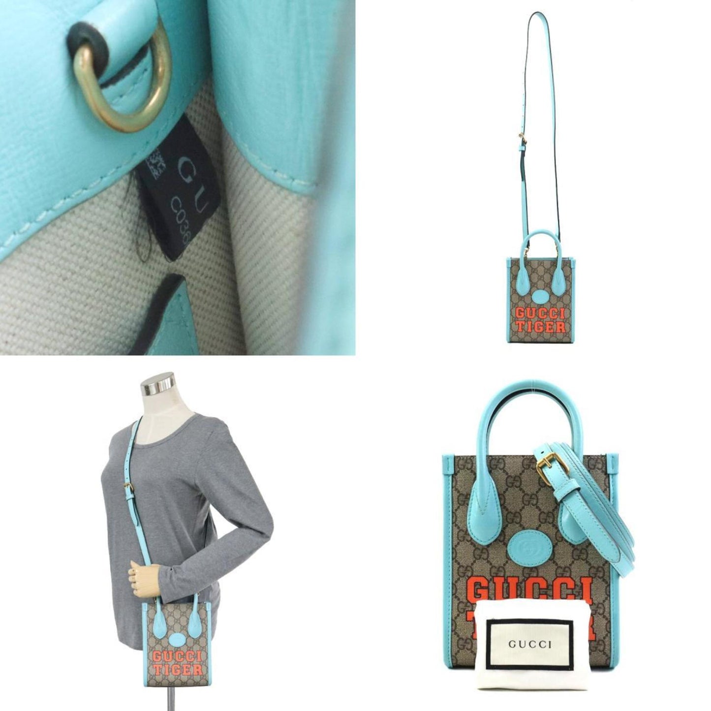Gucci Blue Brown Gg Supreme Handbag Shoulder Bag ( )