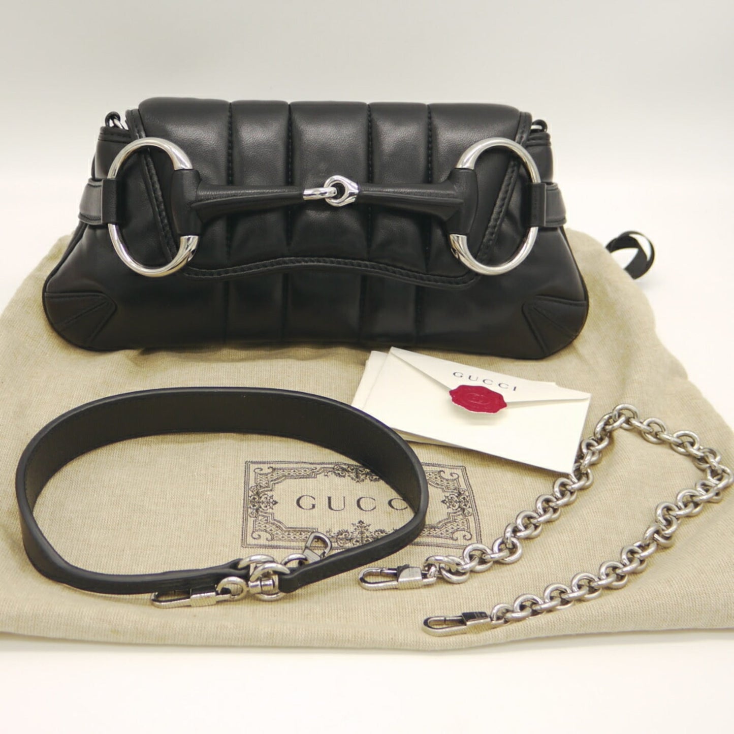 Gucci Black Leather Shoulder Bag ( )