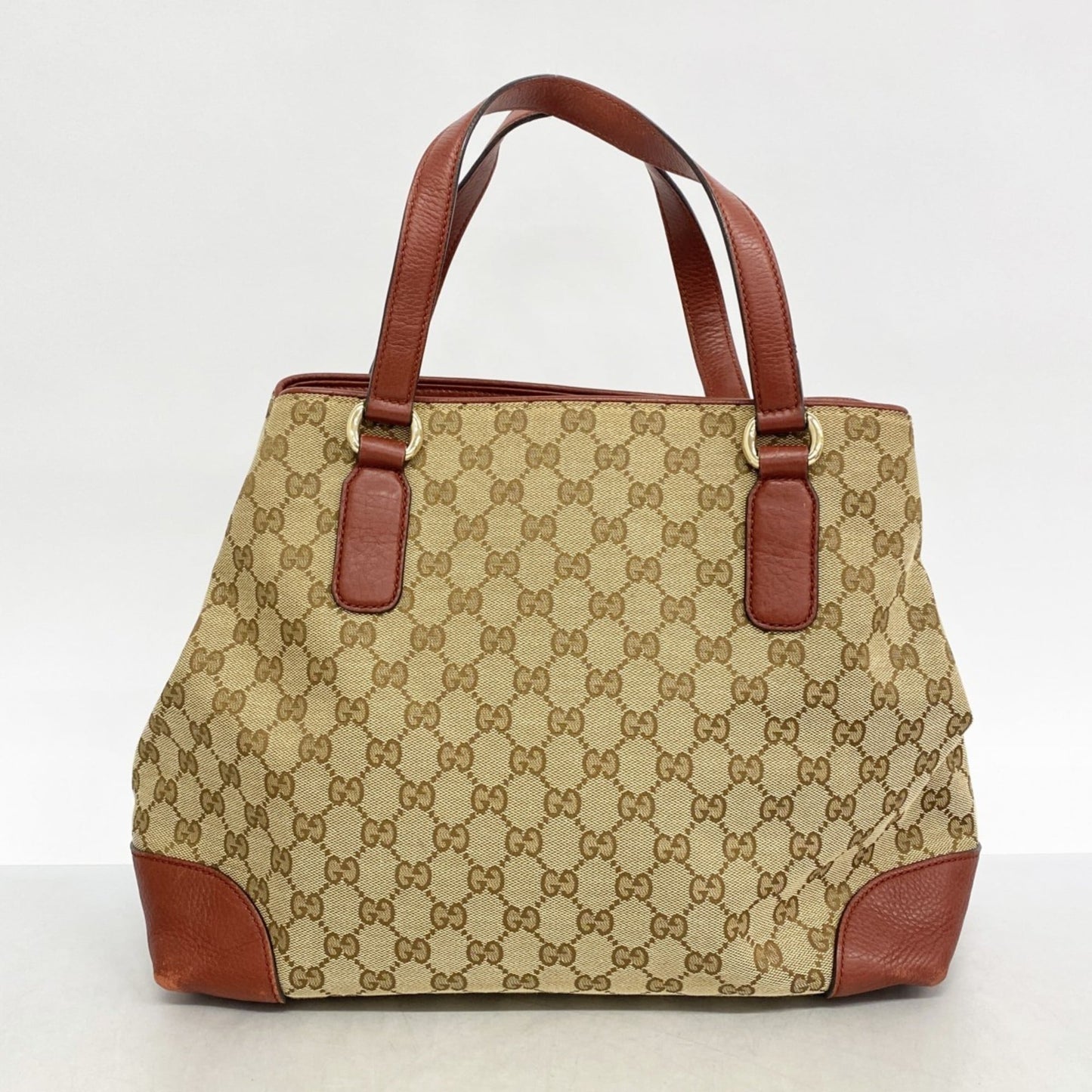 Gucci Beige Red Color Canvas Tote Bag ( )