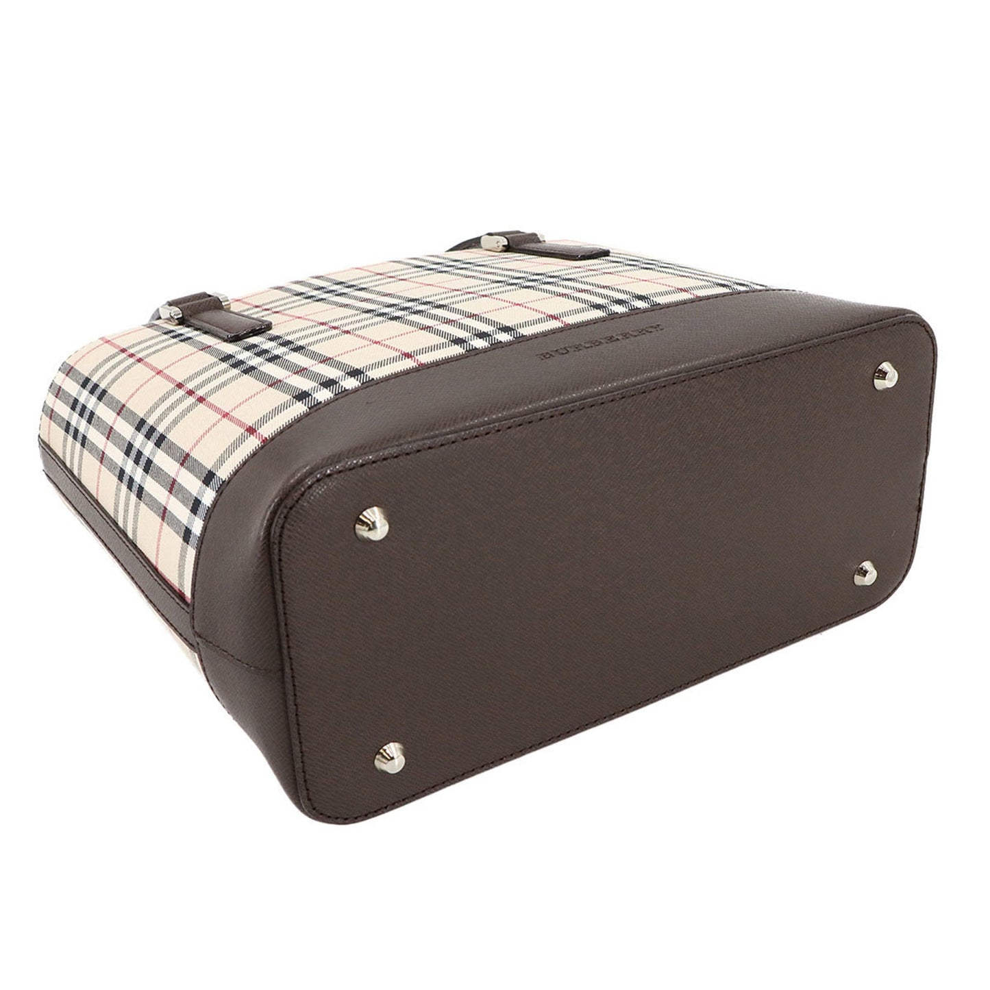 Burberry Beige Brown Canvas Leather Handbag ( )