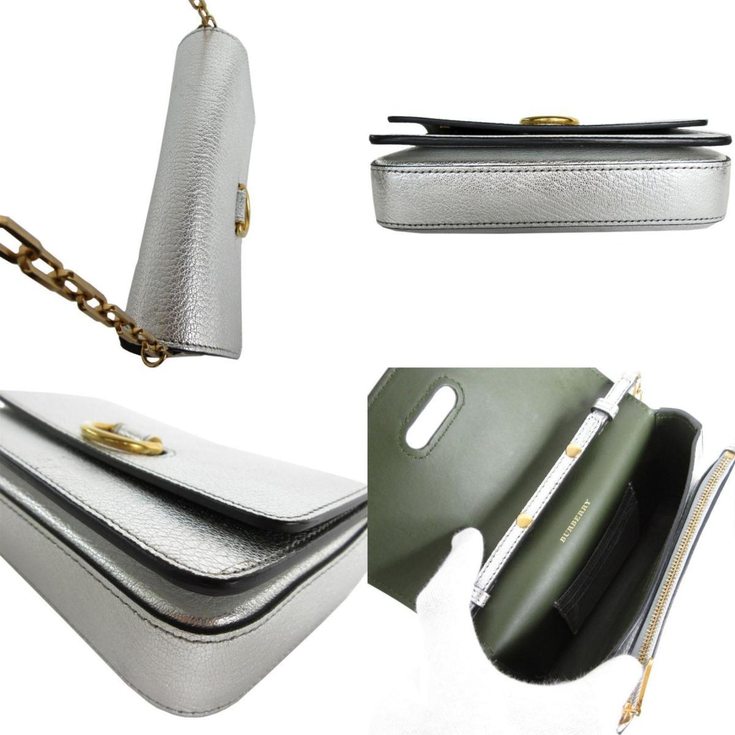 Burberry Silver Leather Shoulder Bag ( )