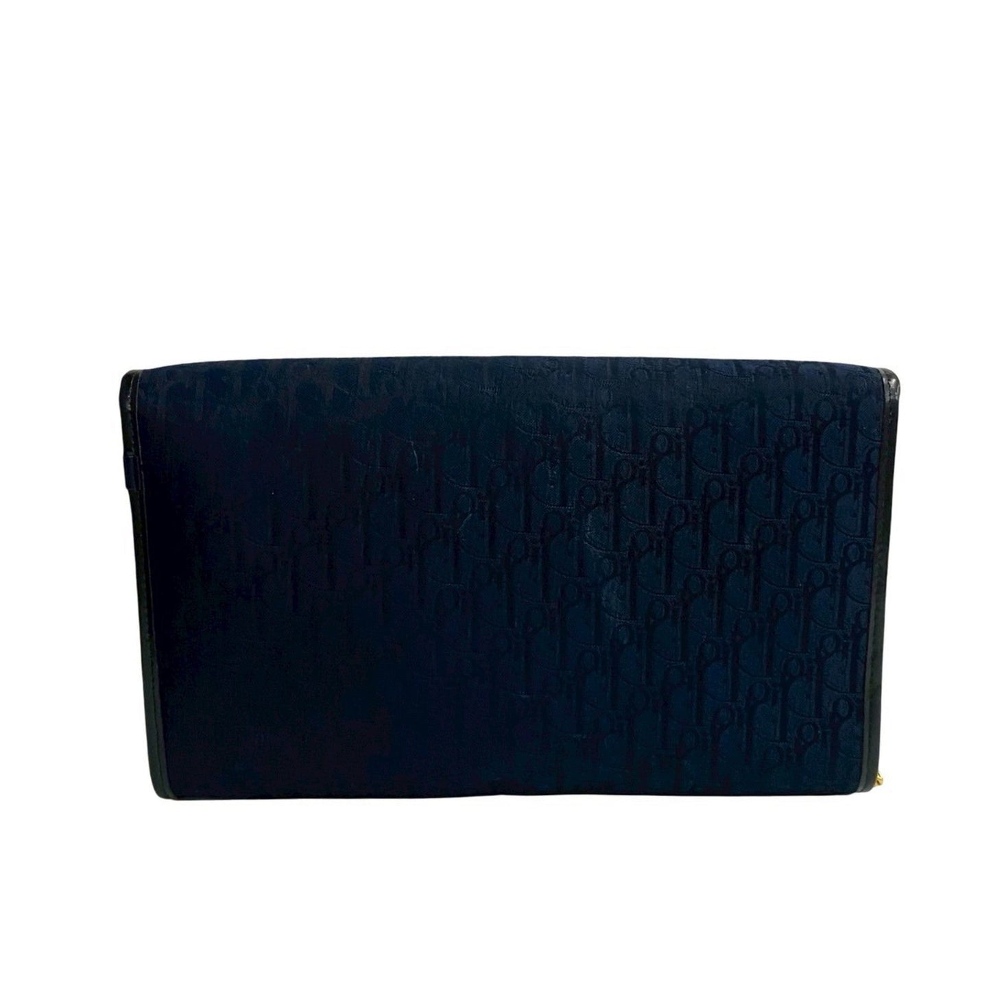 Christian Dior Navy Leather Canvas Shoulder Bag ()
