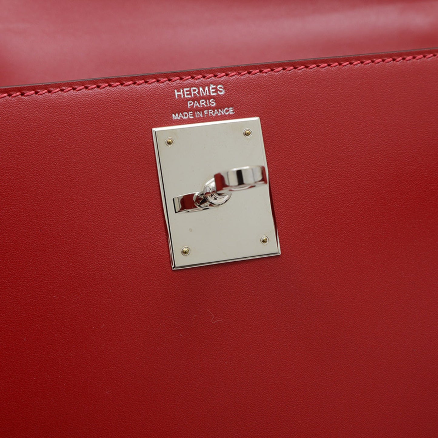 Hermes Kelly Rouge Vif Tadelakt Leather Handbag ( )